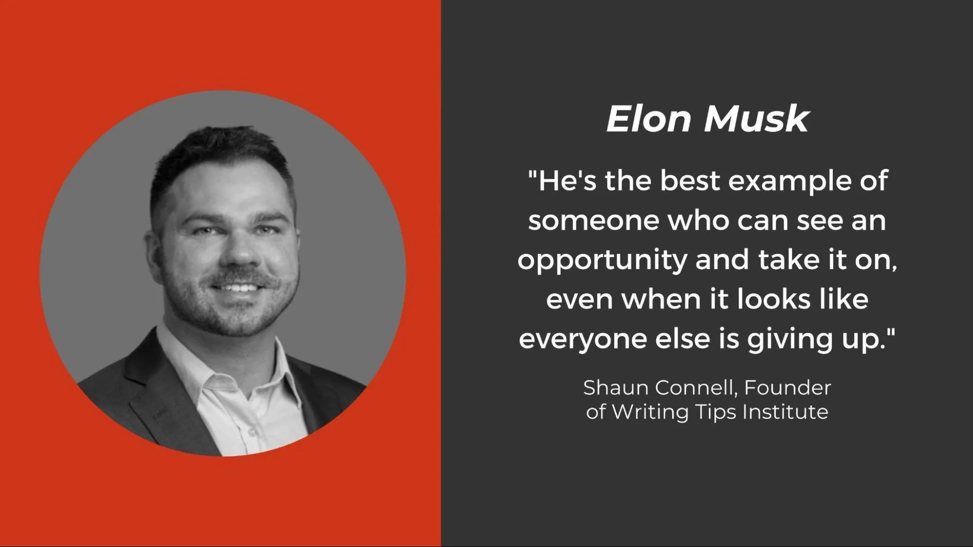 Shaun Connell, Writing Tips Institute